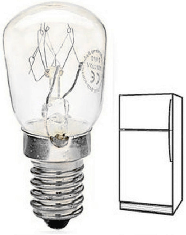 LAMPADINA A PERA PER FRIGO 15W LUCE CALDA ATTACCO PICCOLO (E14)