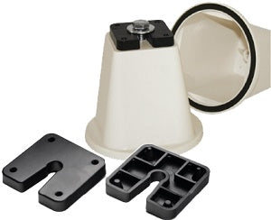 4 PZ SUPPORTO A CONO PER UNITÀ DI CONDIZIONAMENTO IN PVC BIANCO 55x105 mm. ALTEZZA 95 mm