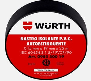 NASTRO ISOLANTE PVC IMQ NERO 19MMX25M WURTH