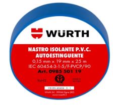 NASTRO ISOLANTE PVC IMQ BLU 19MMX25M WURTH