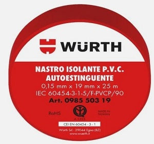 NASTRO ISOLANTE PVC IMQ ROSSO 19MMX25M WURTH