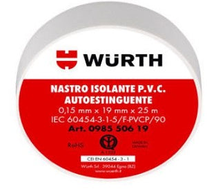 NASTRO ISOLANTE PVC IMQ BIANCO 19MMX25M WURTH