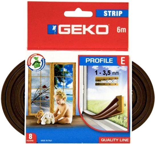 PARAFREDDO ADESIVO MARRONE 9 mm PROFILO "E" PER FESSURE 1-3,5 mm. ROTOLO 6 METRI