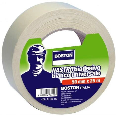 NASTRO BIADESIVO UNIVERSALE BIANCO "BOSTON" 50 mm x 25 m