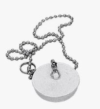 TAPPO IN GOMMA BIANCO CON ROSETTA INOX E CATENA DIAMETRO 47 MM