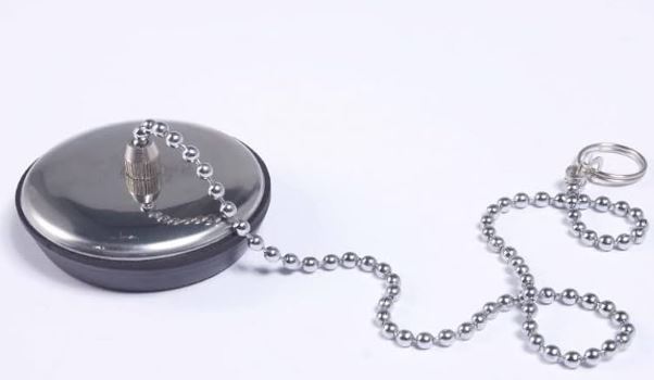 TAPPO IN GOMMA BIANCO CON ROSETTA INOX E CATENA DIAMETRO 52 MM