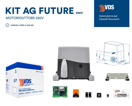 KIT PER CANCELLO SCORREVOLE AG-FUTURE 230V FINO A 1600 KG VDS