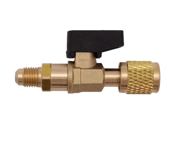 RUBINETTO A SFERA PER GAS REFRIGERANTE, TUBI DI CARICA DA 5/16" SAE F.G. X 5/16"SAE M.
