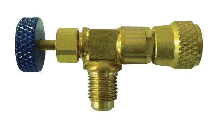 RUBINETTO PREMI-VALVOLA 7/16 SAE F X 1/4" SAE M. PER BOMBOLA R600A