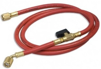 TUBO FLESSIBILE ROSSO CON RUBINETTO 5/16" SAE × 1/4" SAE PER GAS: TR422B | R407C | R404A | R134A | R410A.