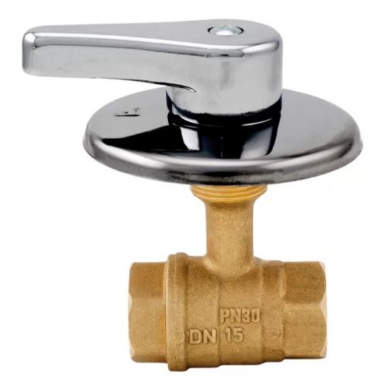 RUBINETTO ARRESTO INCASSO A SFERA IN OTTONE CON MANIGLIA CROMATA 1/2"