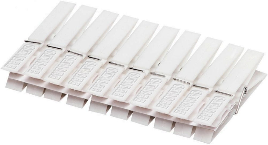 CONFEZIONE 10 MOLLETTE STENDIIPANNI BIANCHE