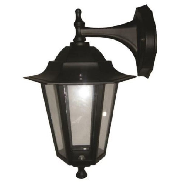 LAMPADA DA PARETE ESAGONALE IN ALLUMINIO NERA CON ATTACCO VERSO IL BASSO E27 ARTE ILLUMINA