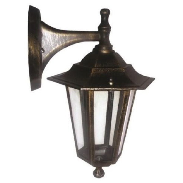 LAMPADA DA PARETE ESAGONALE IN ALLUMINIO BRONZO CON ATTACCO VERSO IL BASSO E27 ARTE ILLUMINA