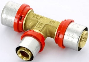 RACCORDO 'T' A PRESSARE Ø 26×26×26 PER TUBO MULTISTRATO