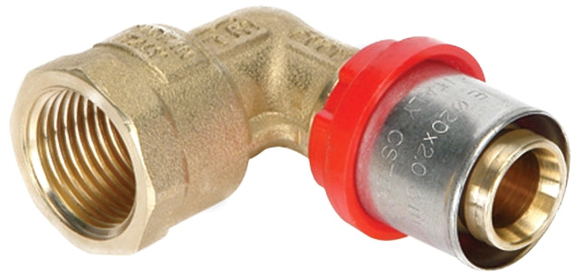 RACCORDO CURVO FEMMINA A PRESSARE Ø 26×3/4" PER TUBO MULTISTRATO