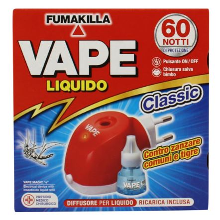 ELETTROEMANATORE LIQUIDO VAPE MAGIC + RICARICA LIQUIDA DURATA NOTTI 60