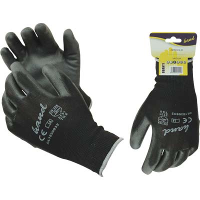 GUANTO POLIURETANO NERO HAND MAGLIA LEGGERA SINTETICO NERO 7