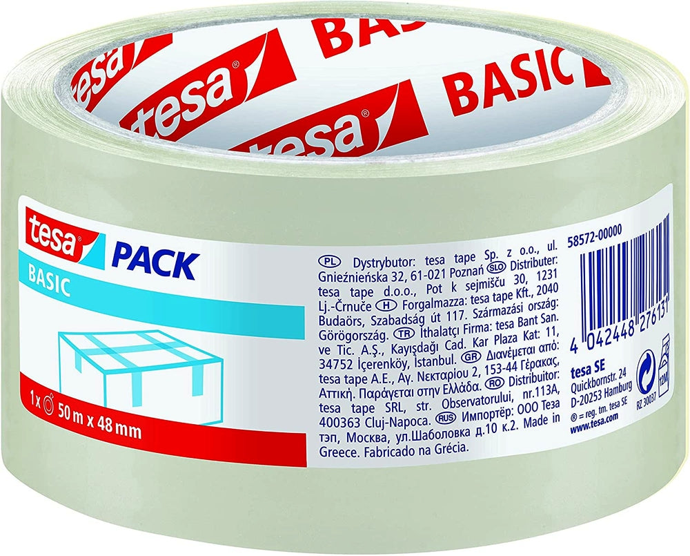 NASTRO DA IMBALLO TESA BASIC TRASPARENTE 50×48 mm