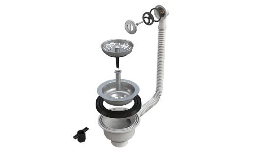 PILETTA BASKET 1"1/2 CON TROPPOPIENO E GRIGLIETTA PER LAVELLI CUCINA Ø90MM