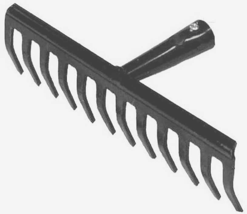 RASTRELLO MODELLO PESANTE A 12 DENTI, IN ACCIAIO VERNICIATO.