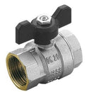 VALVOLA ARRESTO A SFERA IN OTTONE CON FARFALLA FEMMINA FEMMINA 3/8"
