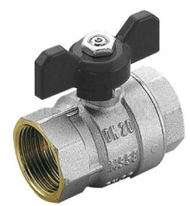 VALVOLA ARRESTO A SFERA IN OTTONE CON FARFALLA FEMMINA FEMMINA 3/8"