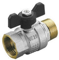 VALVOLA ARRESTO A SFERA IN OTTONE CON FARFALLA MASCHIO FEMMINA 3/8"