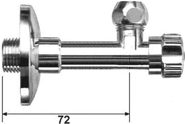 RUBINETTO AD ANGOLO CROMATO 1/2" x 3/8" CON ROSONE E DADO CONICO CORTO