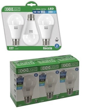 LAMPADINE ECOLIGHT LED E27 17W 3000°K CONFEZIONE 3 PZ