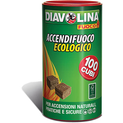 ACCENDIFUOCO ECOLOGICO 100 DIAVOLINA FUOCO CUBETTI 100