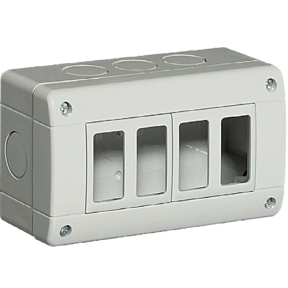CUSTODIA IP40 4 MODULI BTICINO MATIX COMPOSTA DA BASE E COPERCHIO