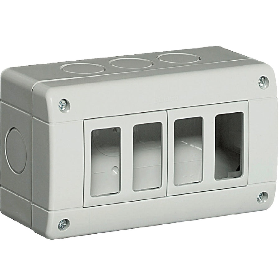 CUSTODIA IP40 4 MODULI BTICINO MATIX COMPOSTA DA BASE E COPERCHIO