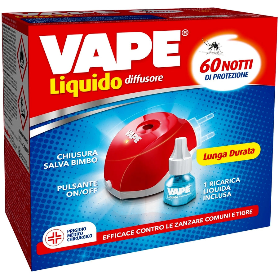 DIFFUSORE ELETTRICO+ RICARICA LIQUIDO ANTI ZANZARE 60 NOTTI VAPE