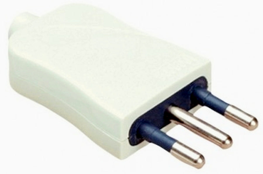SPINA MOBILE DRITTA BIANCA CON USCITA ASSIALE 2P+T 10A ~ 250V