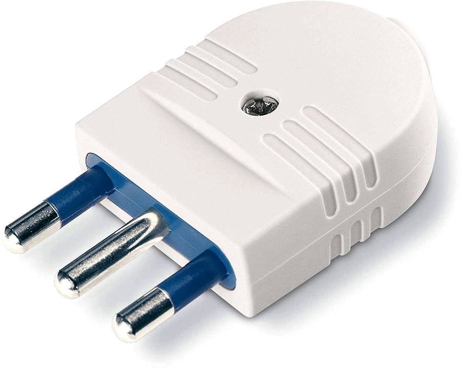 SPINA MOBILE DRITTA BIANCA CON USCITA ASSIALE 2P+T 16A ~ 250V