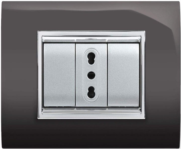 PLACCA COPRINTERRUTTORI 3 MODULI GRIGIO SCURO ELETTROCANALI NEW PRESTIGE