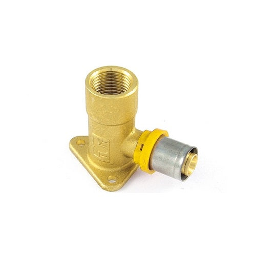 RACCORDO PER MULTISTRATO GAS CURVO FEMMINA CON FLANGIA 3 FORI 20X1/2"