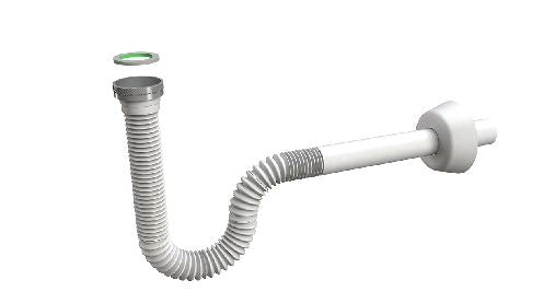 SIFONE ESTENSIBILE "SIFONCELLO" C/GHIERA METALLO 1"1/4 BIANCO