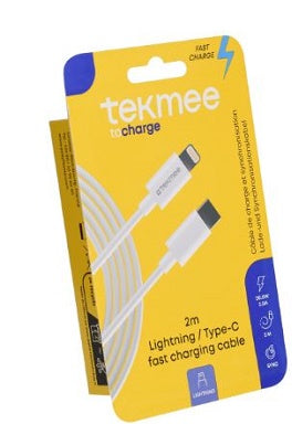 CAVO ROTONDO TEKMEE 2M 2A LIGHTNING/TIPO-C
