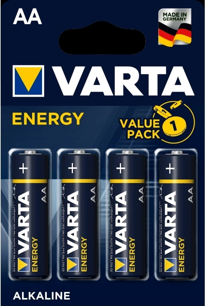 CONFEZIONE 4 BATTERIE STILO (AA) MONOUSO 1,5 VOLT VARTA ENERGY