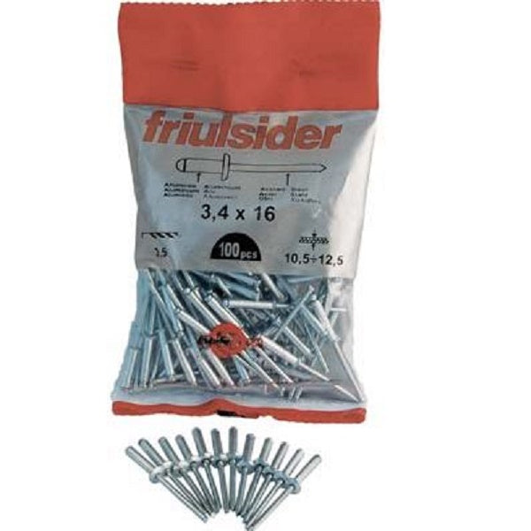 RIVETTO A STRAPPO ALLUMINIO FRIULSIDER MM 4,0X14 CF=PZ 100