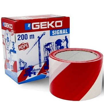 NASTRO SEGNALETICO BIANCO/ROSSO IN HDPE GEKO 200 mt.