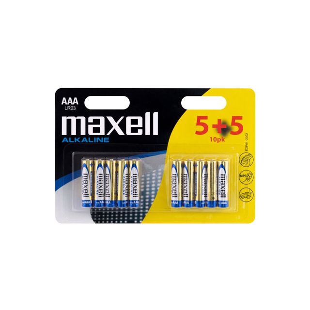 BATTERIA MINI STILO AAA MAXELL ALKALINE BLISTER DA 10 PEZZI