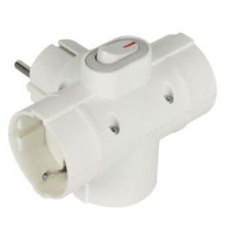 ADATTATORE SPINA SCHUKO A 3 PRESA SCHUKO CON INTERRUTTORE