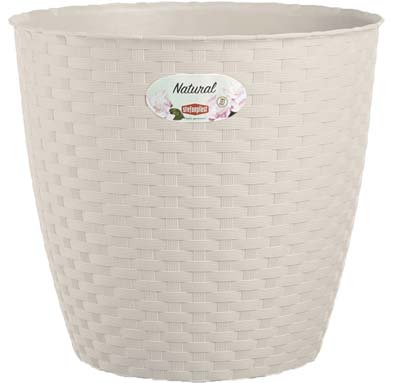 VASO RATTAN TONDO NATURAL STEFANPLAST PP BIANCO CM 24 H.CM 22,5