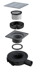 SCARICO PAVIMENTO ULTRA RIBASSATO CON MANICHETTA REGOLABILE 10X10CM SCARICO Ø50MM