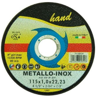 DISCO ABRASIVO TAGLIO FERRO PIANO HAND MM 115X22,2 H.MM 1,0
