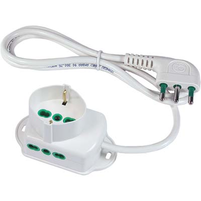 MULTIPRESA BIPASSO + SCHUKO FME BIANCO POSTI 3 2P+T 16A N°XMMQ 3X1,0 MT 1,5