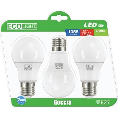 LAMPADA LED GOCCIA ECOLIGHT 12W CALDA VOLT 230 WATT 12 LUMEN 1055 E27 CF=PZ 3